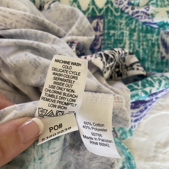 2 Woman Within 14 16 M Cotton Blend Short Sleeve Top Tunic T Shirt Teal Purple - Picture 8 of 8